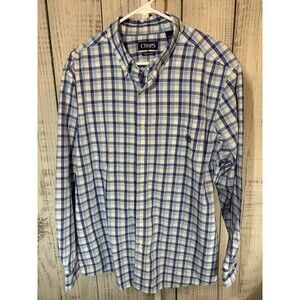 Chaps Men’s Shirt XL Long Sleeve Blue Plaid Button Up